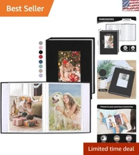 Personalized 4x6 Photo Album Set - Elegant Black Linen, 72 Picture Capacity