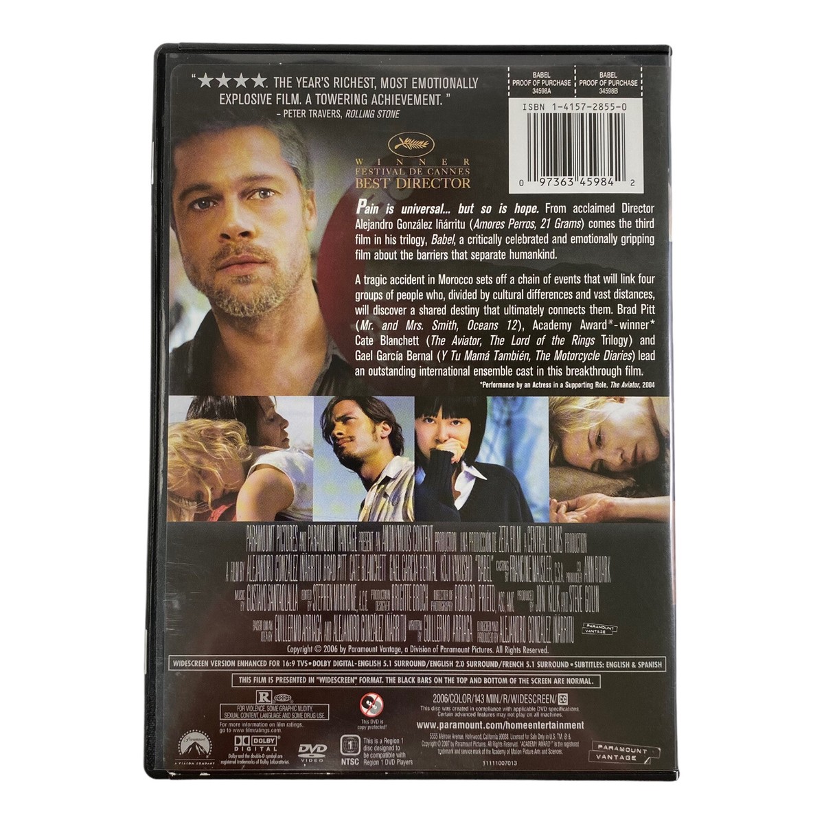Babel (DVD, 2007) Widescreen Drama, Brad Pitt, Cate Blanchett