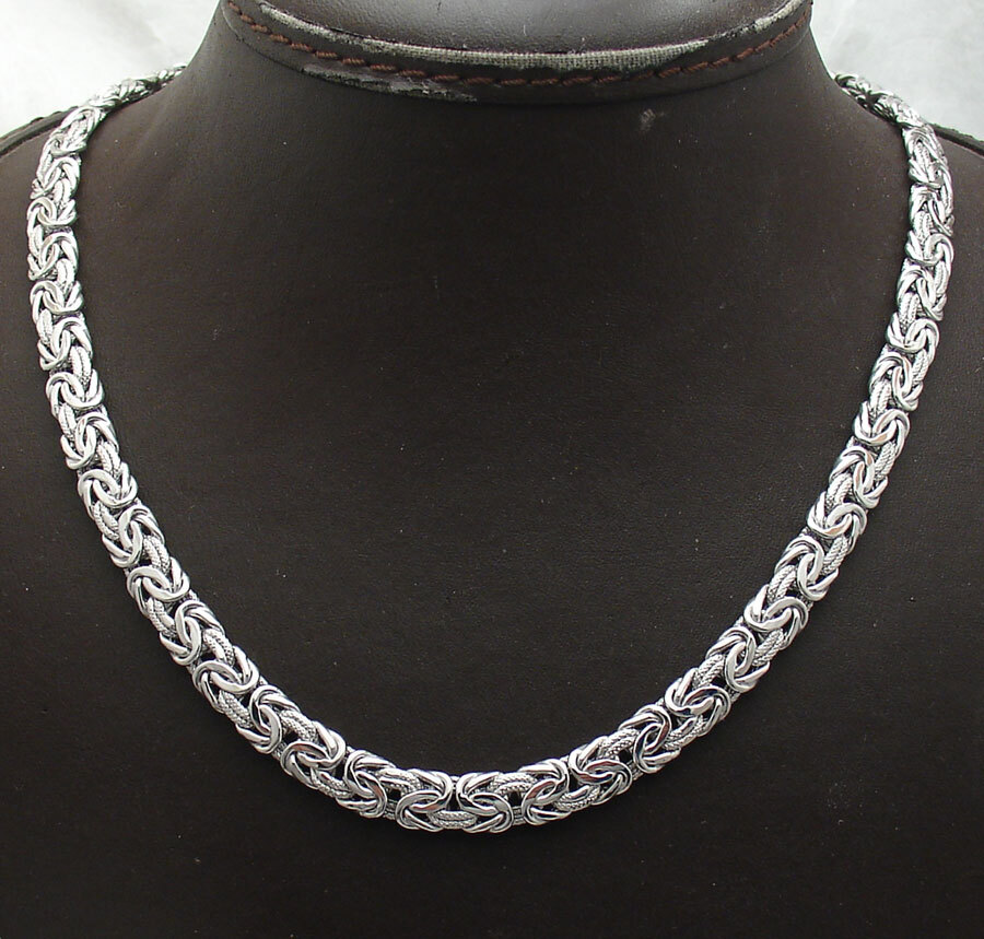 Byzantine Chain Necklace Fold-over Lock Anti-tarnish Real 925 