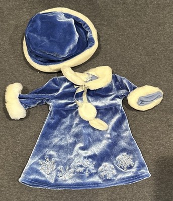 American Girl, Bitty Baby Blue Velvet Dress With Snowflakes And Hat | eBay