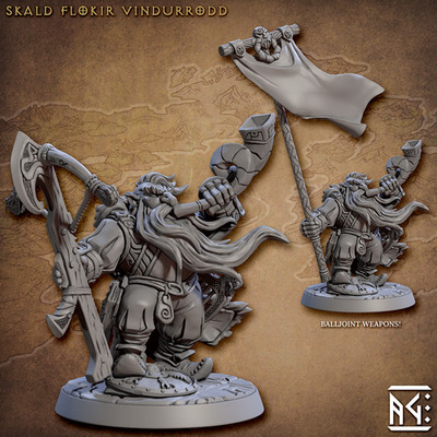 Artisan Guild - Skald Flokir Vindurrodd Dwarven Hero(Tabletop Resin Miniatur)