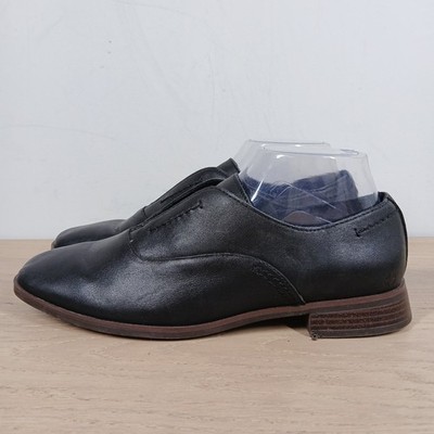 Lucky Brand Flat Womens 8.5 Black Leather Slip On Square Toe Low Heel Shoes