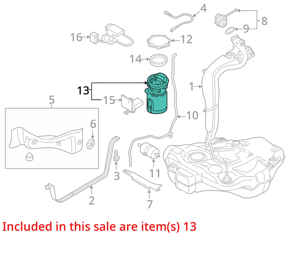Volkswagen Jetta 2014 conjunto de bomba de combustible usado 1,8 L 140 k millas OEM 323-50313 Foto 3 de 4