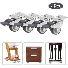 Ultra-Quiet TPR Swivel Caster Wheels with Brake Steel Bracket 1"/1.5" 4 Pack