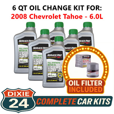 Fits: 2008 Chevrolet Tahoe 6.0L 6,000 Mile Synthetic Oil & Filter Kit (5W-30)