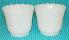 2  Vtg Fire King White Milk Glass Hobnail Planters Vase Scalloped Rim 4 ¼”  Bowl