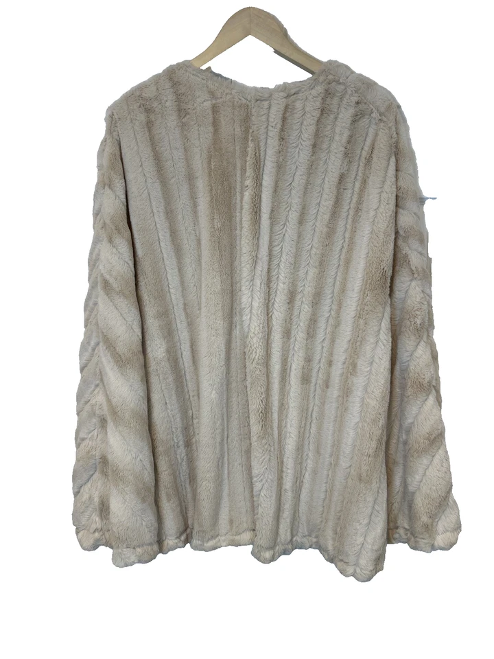 Chaqueta con Capa de Piel Sintética Marca Slinky Beige Felpa Borde Texturizado Mujeres 2X Acogedora Foto 2 de 4
