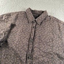 AllSaints Shirt Mens M Short Sleeve Floral Button Up Chest Pocket Brown Purple