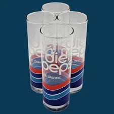 Vintage/Retro Set of 4 DIET PEPSI One Calorie 1980's Soda 7" Tall Glass Tumblers