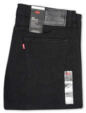 Levis 505 Mens Original Regular Straight Fit Denim Jeans Zip Fly Sky Black New.
