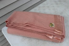 Vintage Faribo Virgin Wool Blanket Satin Trim Mauve Pink 68  X 84  READ