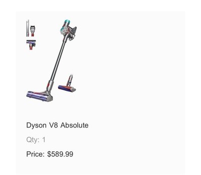 Dyson V8 Absolute Stick Cordless Vacuum Cleaner w/ Crevice Tool & Charger