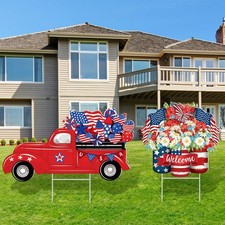 2 Psc 4th of July Yard Sign Patriotic Decorations Outdoor 250th Anniversary M...