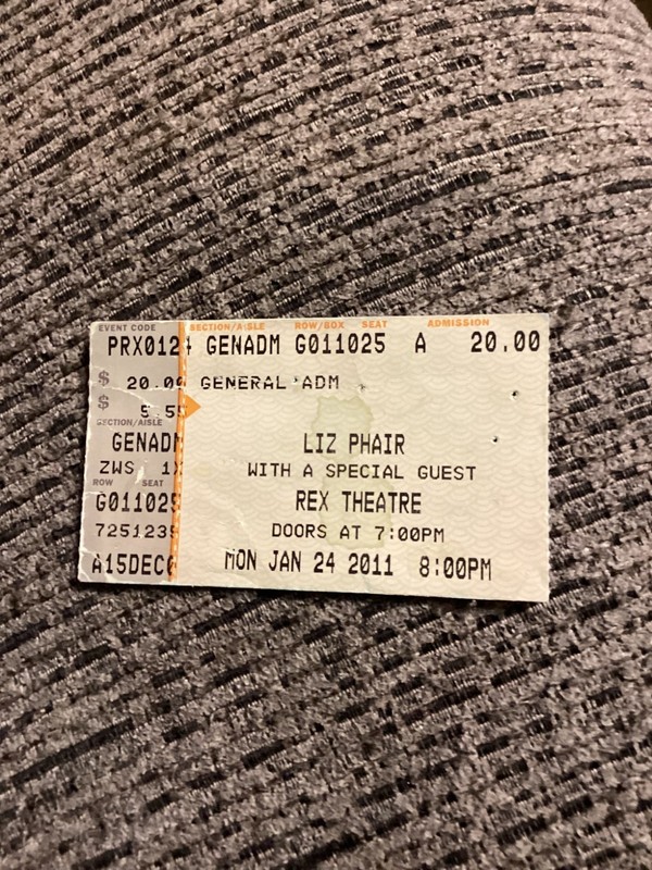 Ticket Stub - LIZ PHAIR - 24 January 2011 - REX THEATRE - South Side, Pittsburgh