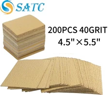 SATC 200PCS 1/4 Sheet Sander Pads 5.5"x4.5" Hook & Loop, P40 Grit for Workshop