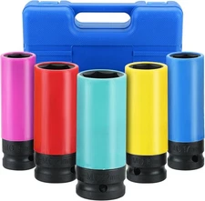 5PCS 1/2 Inch Drive Impact Lug Nut Socket Set, Ultimate Wheel One Size, Blue 