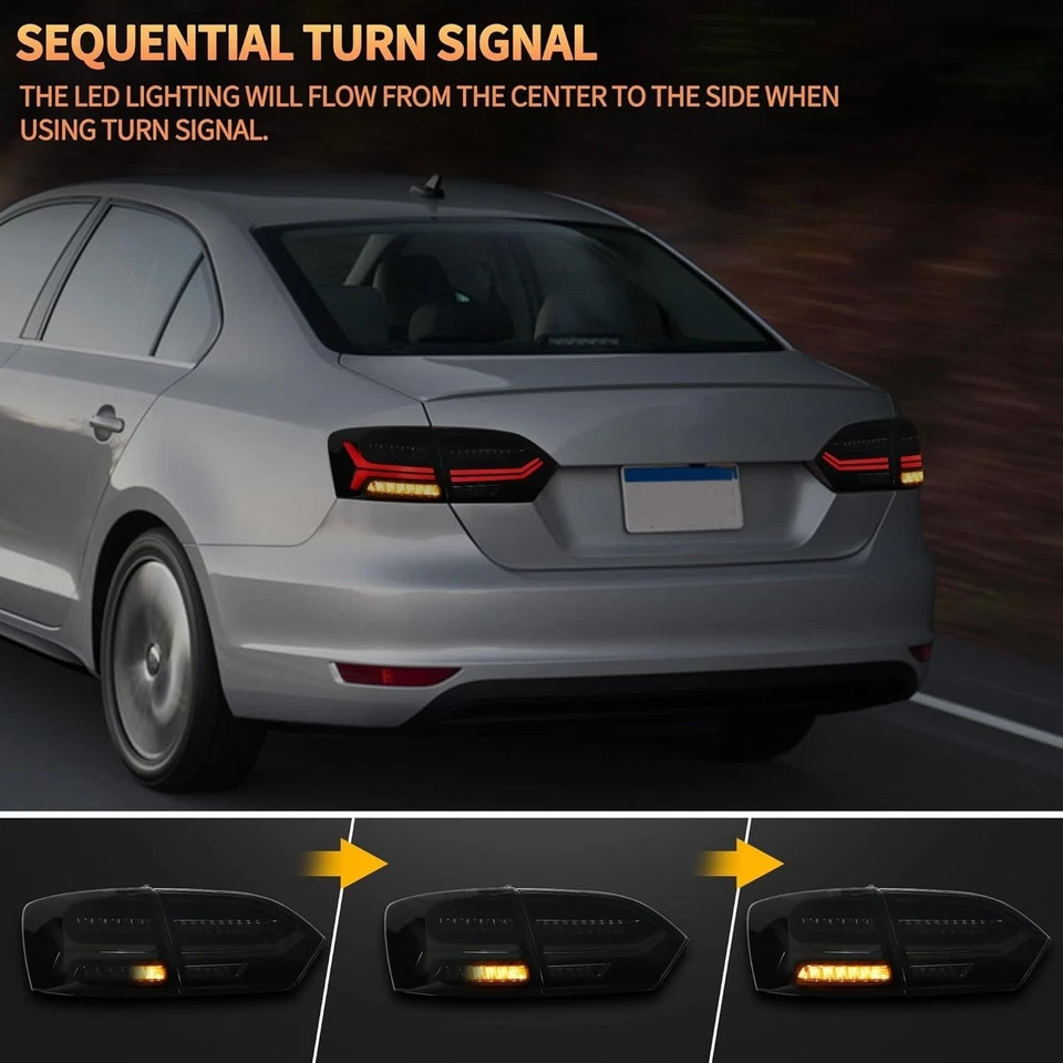 For 2011–2014 Volkswagen Jetta MK6 Sedan Smoked LED Tail Lights Rear Lamps Pair - Image 3 of 4