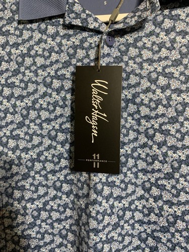 Walter Hagen M Golf Polo Shirt Small Blue Floral Performance Short Sleeve NWT - Picture 4 of 14