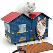 Heated Cat House for Outdoor with Elevated Base,Heated Kitty House for Outsid...