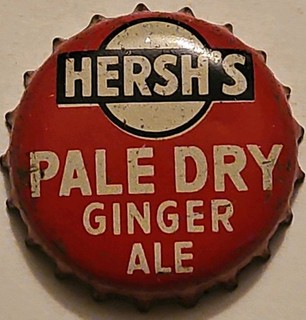 Vintage Hersh's Pale Dry Ginger Ale Cork Lined Bottle Cap Crown