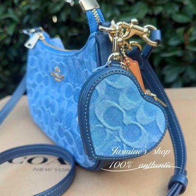 NWT coach Heart Bag Charm In Signature Denim CDF55/CDC91 | eBay
