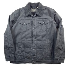 Levi Strauss Sherpa Trucker Jacket Mens XL Black Lined Signature Gold Coat