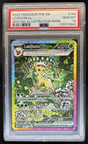 2025 Pokemon Prismatic Evolutions Leafeon ex #144/131 PSA 10 GEM MINT