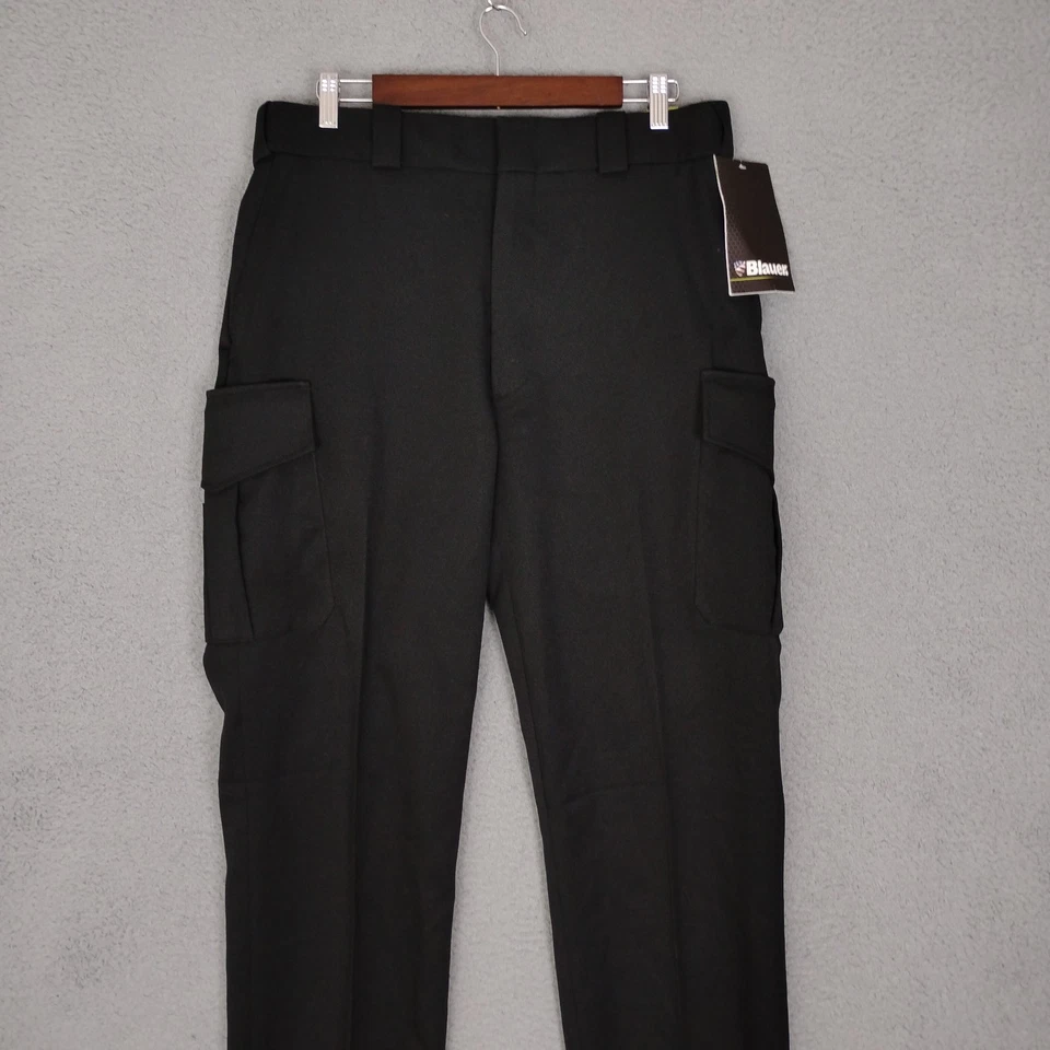 Blauer Pants Mens 36 Black Cargo Pockets Polyester Trousers Uniform Raw Hem NEW - Image 3 of 4