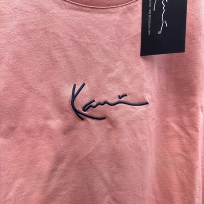 New Karl Kani Rose Pink Script Logo Retro Short Sleeve Tee T-Shirt