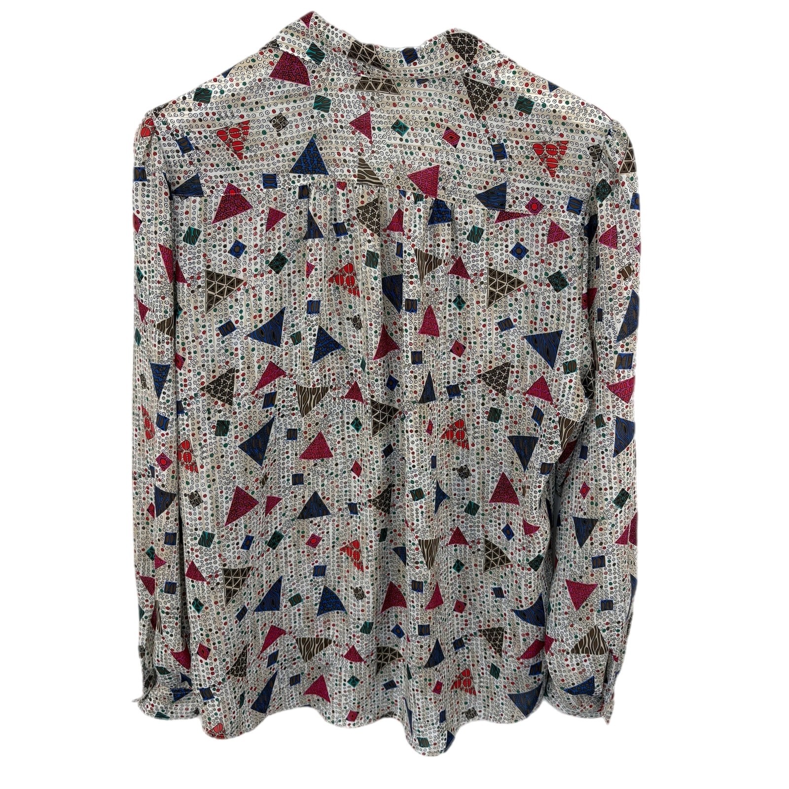 Vintage Triangle Multi Pattern Button Blouse - Wo… - image 3