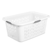 Large Plastic Laundry Basket 2 Bushel Capacity with 4 Comfort Grip Handles White