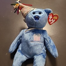 Ty Beanie Baby September Birthday Bear with Tag and Hat EUC 2002