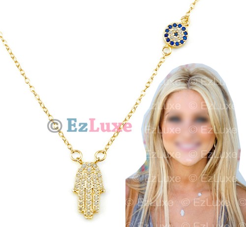 Celebrity Hamsa Hand Evil Eye Necklace 