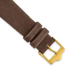 19mm 7.5" Brown Suede Leather Gold-tone Buckle Watch Band