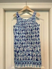 LILLY PULITZER "GET TRUNKY" SHIFT DRESS BLUE SIZE 8