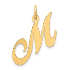14K Yellow Gold Medium Fancy Script Initial M Charm