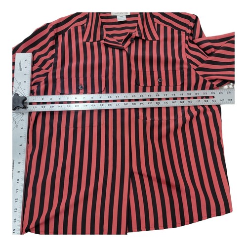 Jones New York Red Black Stripe Blouse Shirt Top Button Down Size 20 - Picture 6 of 7