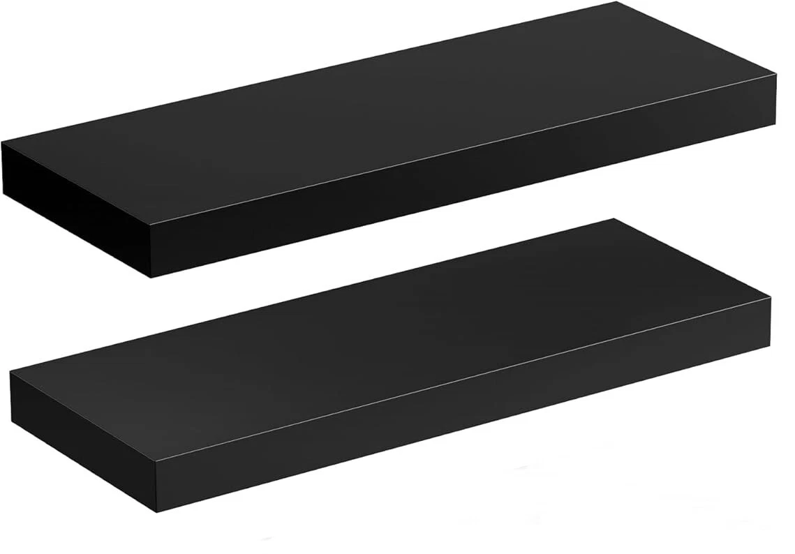 15" x 4.5" x 1" Black Floating Shelves for Wall Set of 2