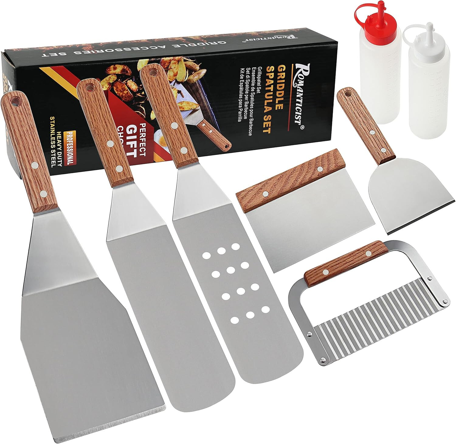 ROMANTICIST 8Pc Griddle Accessories Kit - Grill Spatula for 