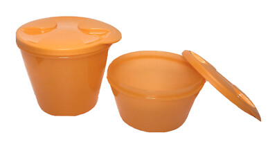 TUPPERWARE 2 Duo Snap Together Bowls Orange #5474 NEW
