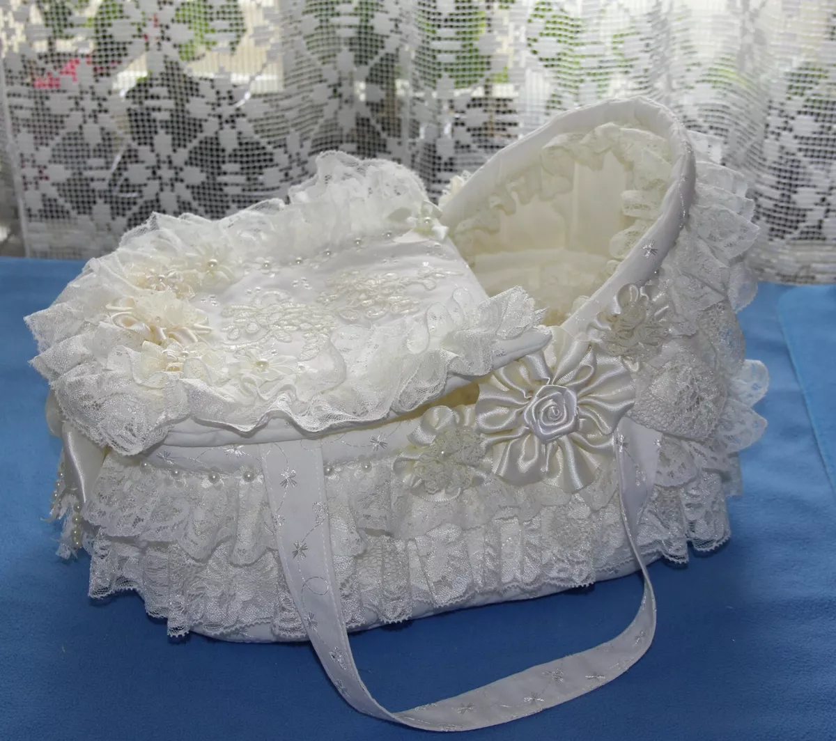 Luxurious mini creme cradle crib for ooak reborn baby doll 10