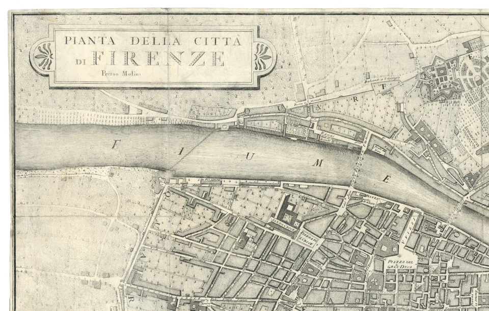 Mapa antiguo "Pianta della citta di Firenze" (Italia) Ruggieri, 1850 Foto 2 de 4
