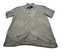 Quicksilver Watermen Hawaiian Shirt Mens M Grey Floral Pineapple Short Sleeve
