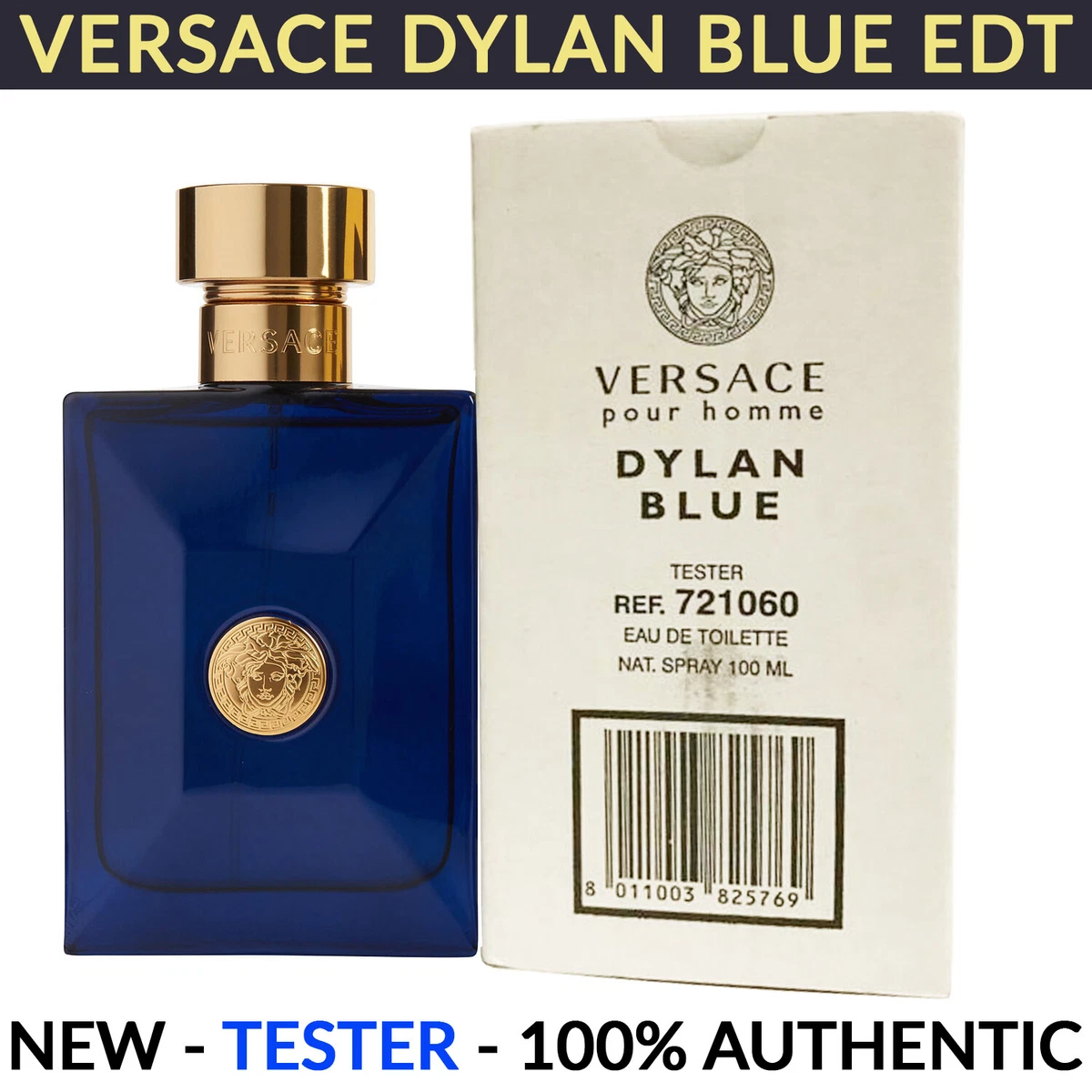 Versace Pour Homme Dylan Blue EDT for Men Cologne Spray 3.4 oz 100ml NEW  TESTER 8011003825769