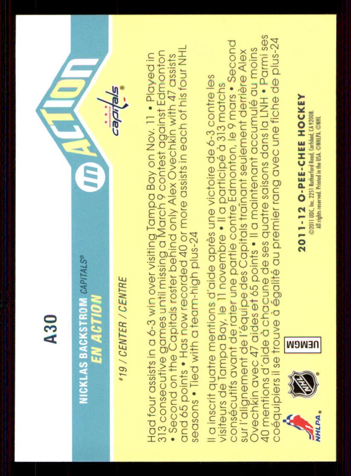 2011-12 O-Pee-Chee In Action #A30 Nicklas Backstrom - Image 2 of 2