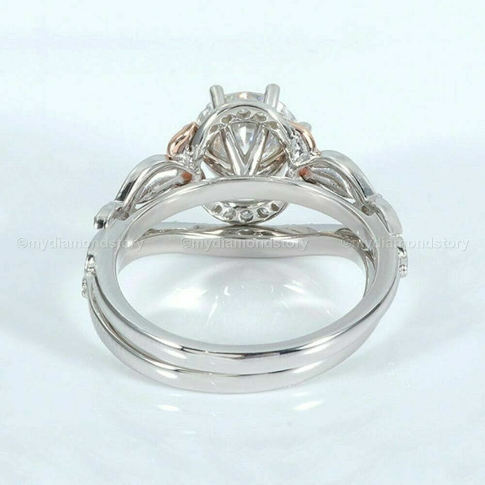 3.00 Ct Round Cut Bridal Set Moissanite Engagement Ring 14K White Gold ...