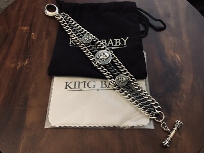 King Baby Studio AWESOME 3 Chain Skull Toggle Sterling Silver Link
