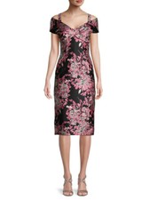 NEW Dolce & Gabbana Shimmer Floral Cold-Shoulder Dress Size 46 IT/ 10 US- $2,605