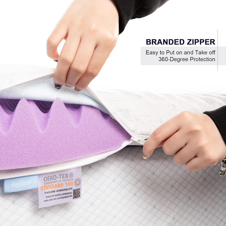 4 Inch Twin XL Mattress Topper Cover, Bamboo Zippered Cover for