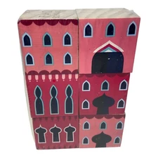 F.A.O. Schwarz Square Wooden Cultural Building Blocks NIP Different House Styles